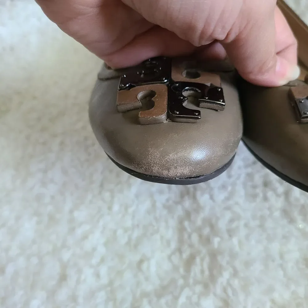 Tory Burch Lowell‎ Logo Leather Ballet Flats sz 7